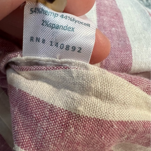 Marine Layer shirt womens small Rudy Button Down Pink White stripe hemp blend - Picture 5 of 7
